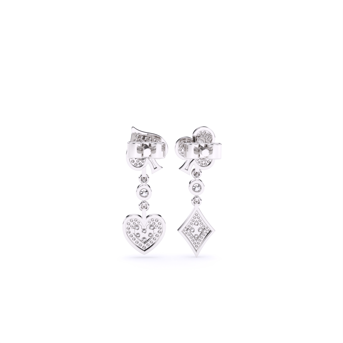Luxury Playing Card Inspired Enamel Heart Earrings