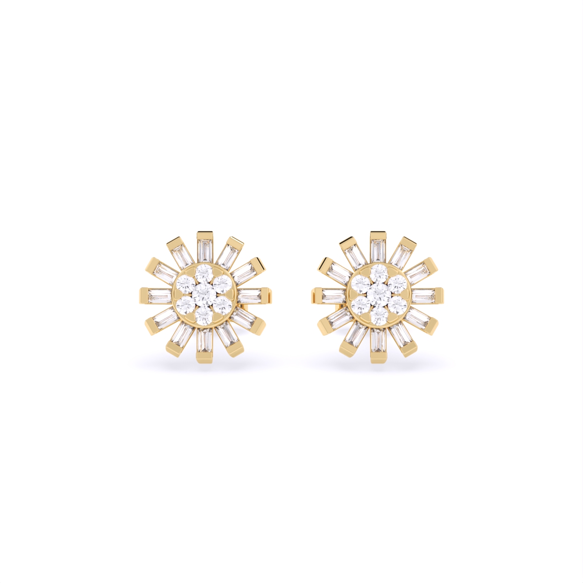 Baguette Flower Style Lab Grown Diamond Earrings
