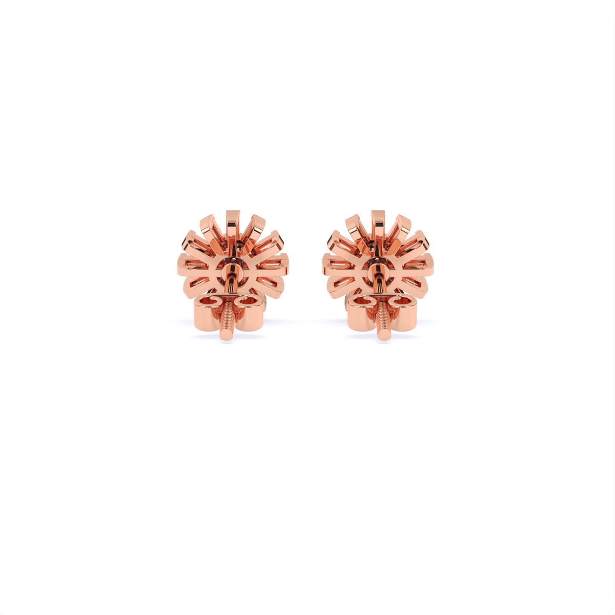 Baguette Flower Style Lab Grown Diamond Earrings