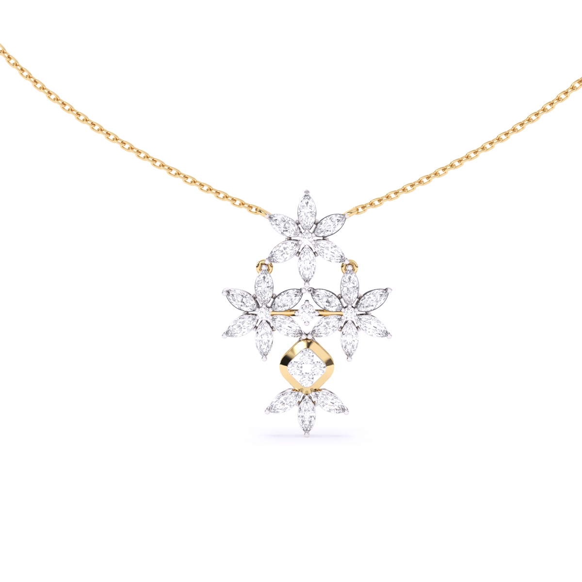 Floral Marquise Lab Grown Diamond Necklace