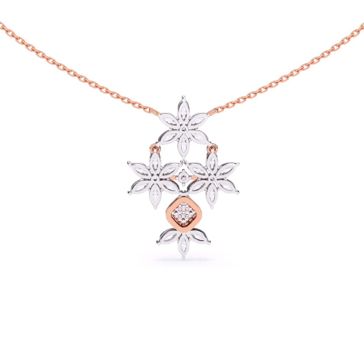 Floral Marquise Lab Grown Diamond Necklace