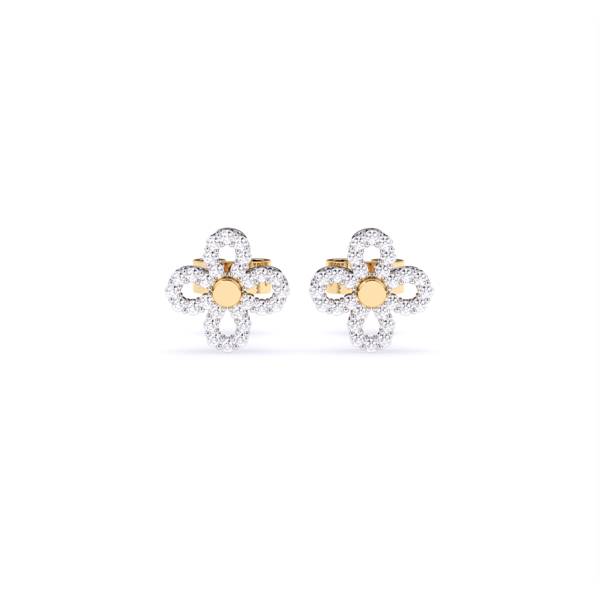 Flower Lab Grown Diamonds Gold Stud Earring