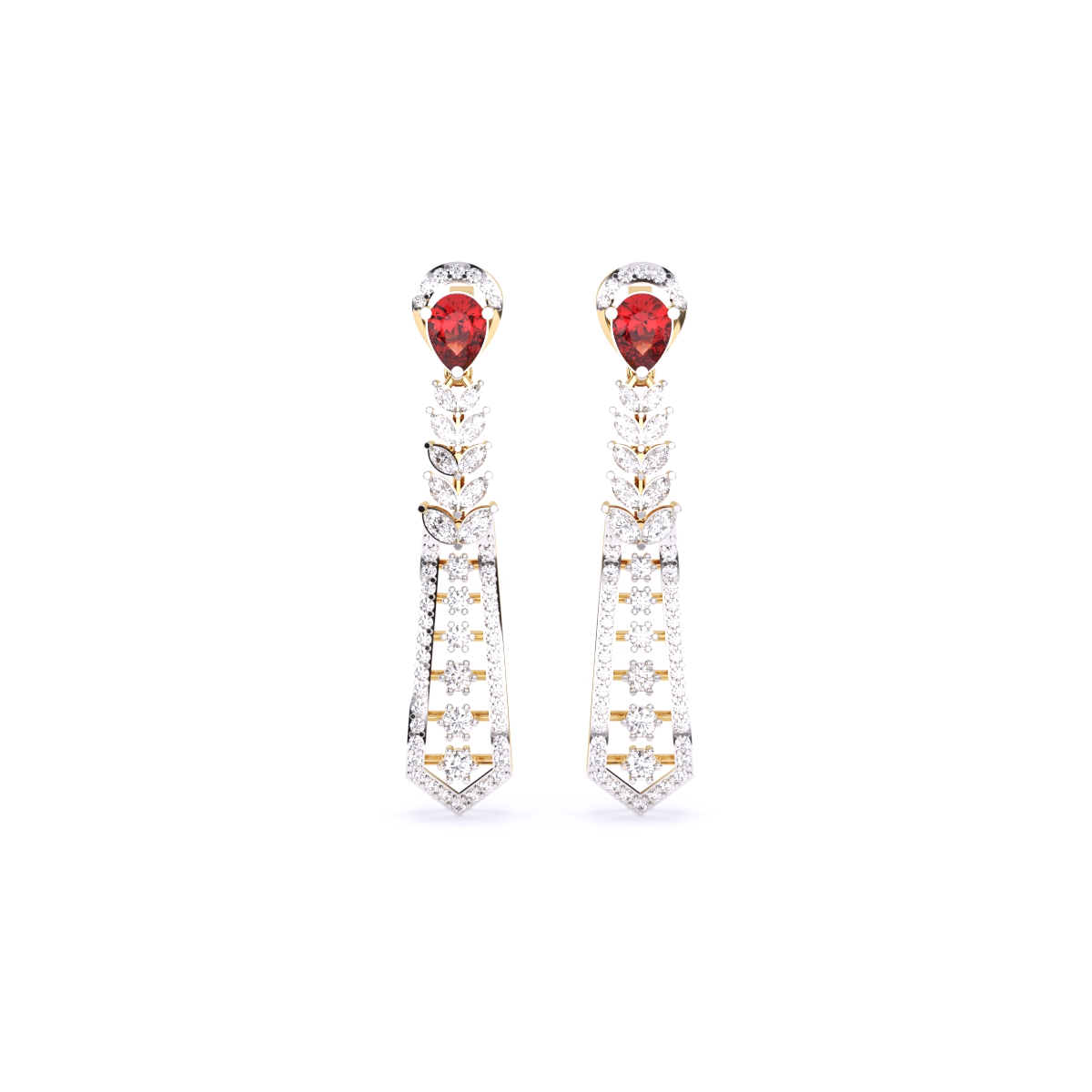 Pear Ruby Style Tear Drop Earrings