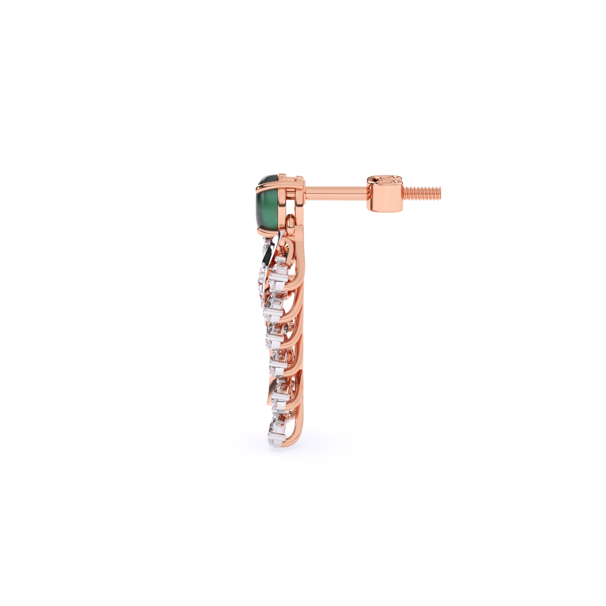 Leaf Shaped  Gold Lab Diamond Earrings