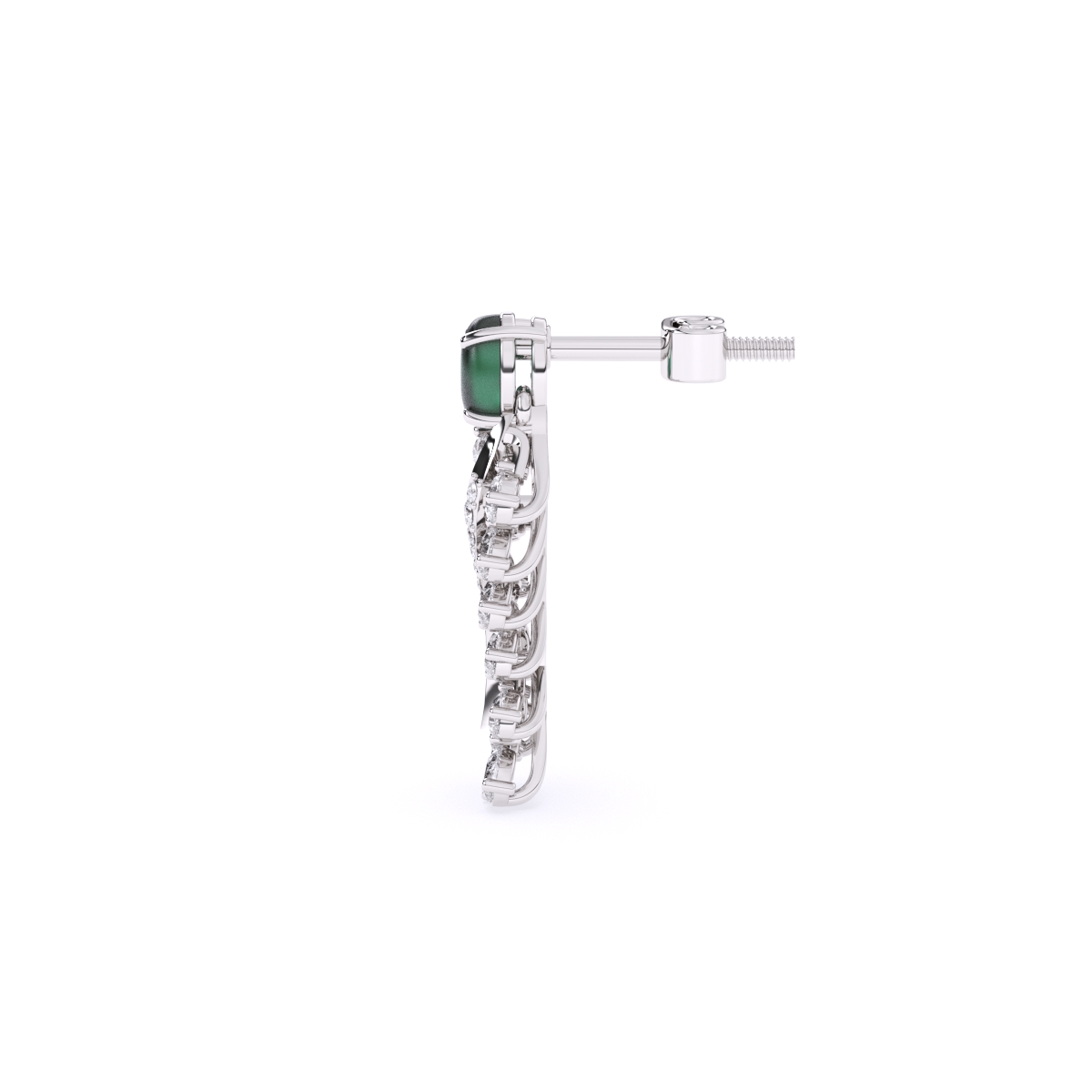 Leaf Shaped  Gold Lab Diamond Earrings