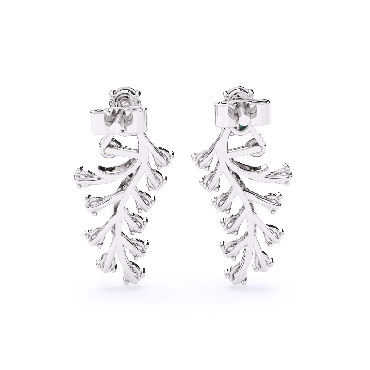 Leaf Shaped  Gold Lab Diamond Earrings