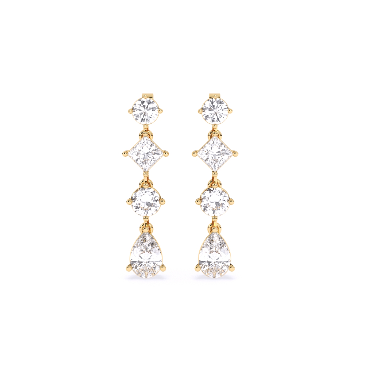 Single Line Multi Stone Lab Diamond Earrings