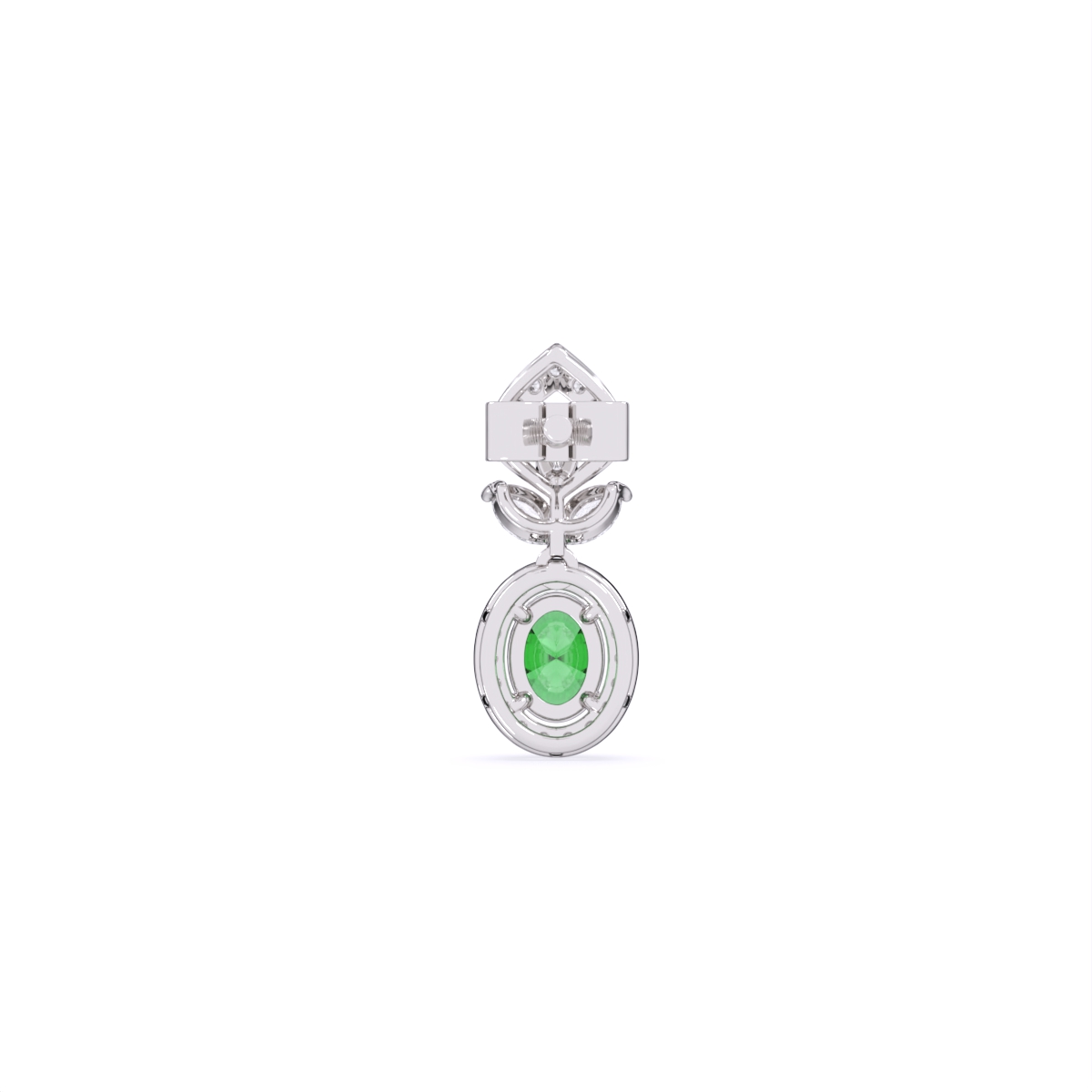 Green Oval Tear Drop Lab Diamond Earrings