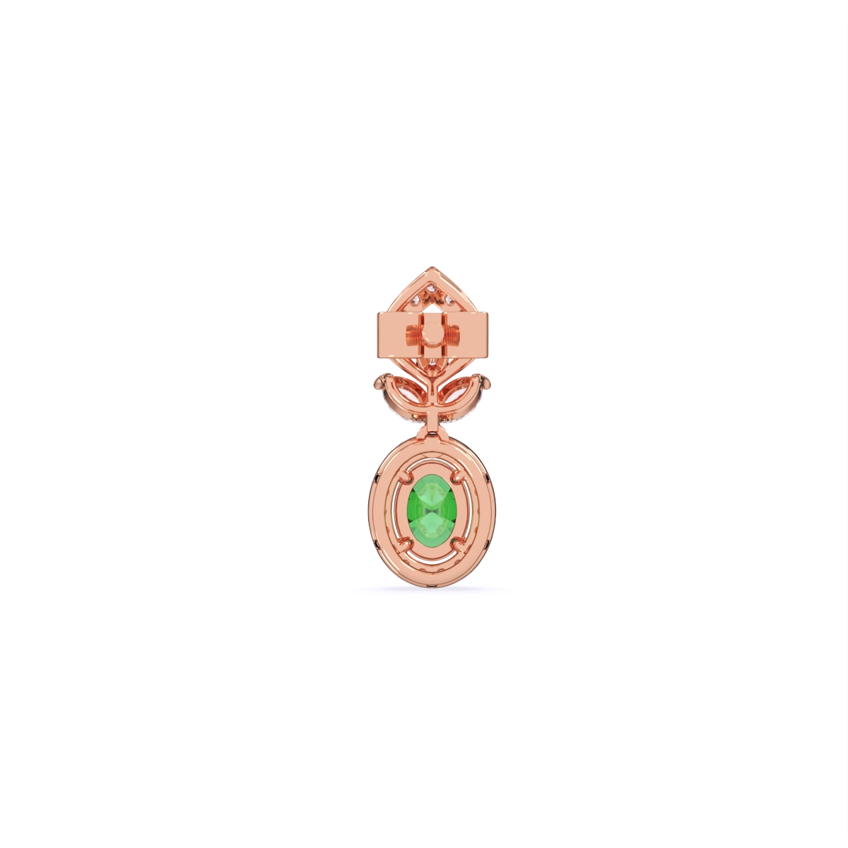 Green Oval Tear Drop Lab Diamond Earrings