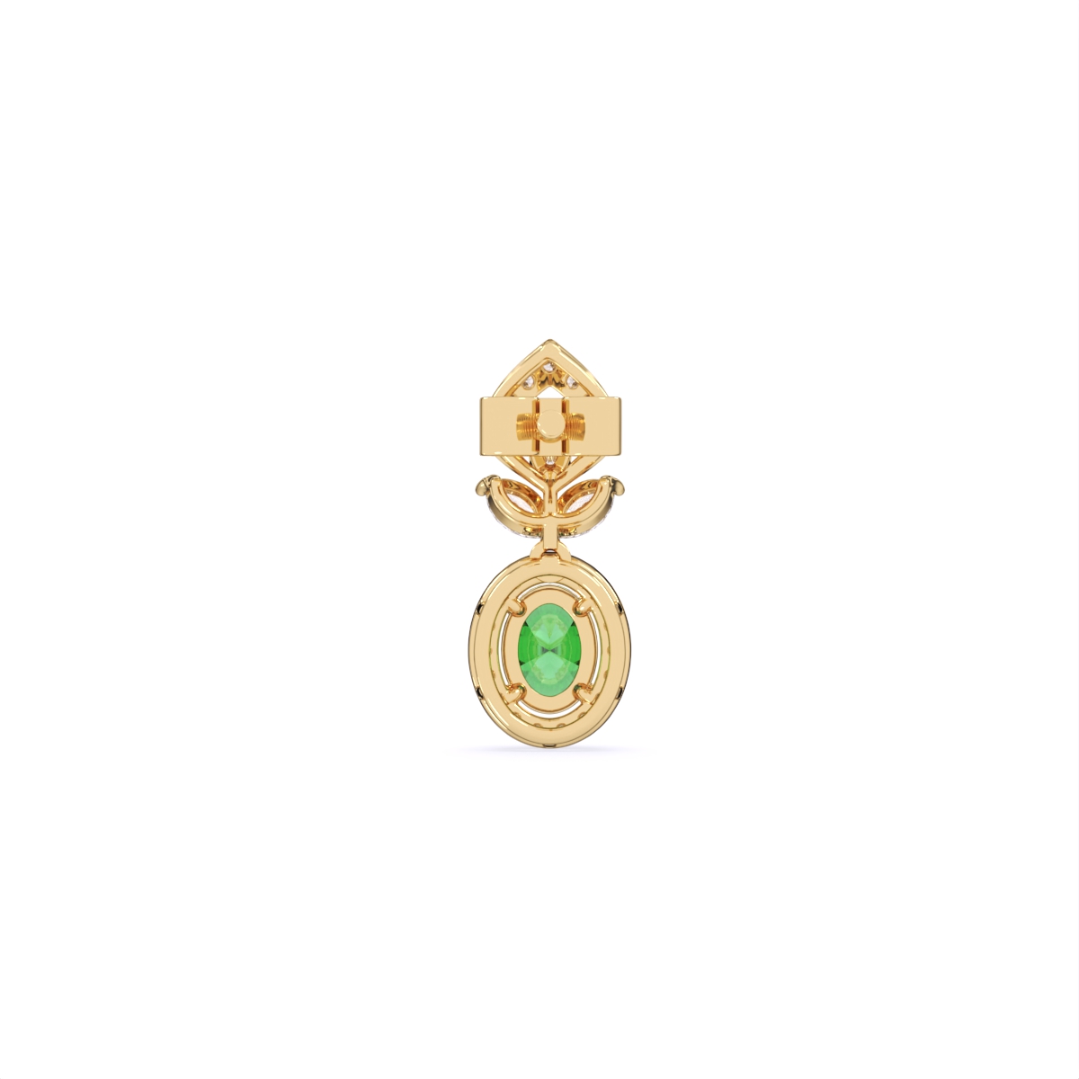 Green Oval Tear Drop Lab Diamond Earrings