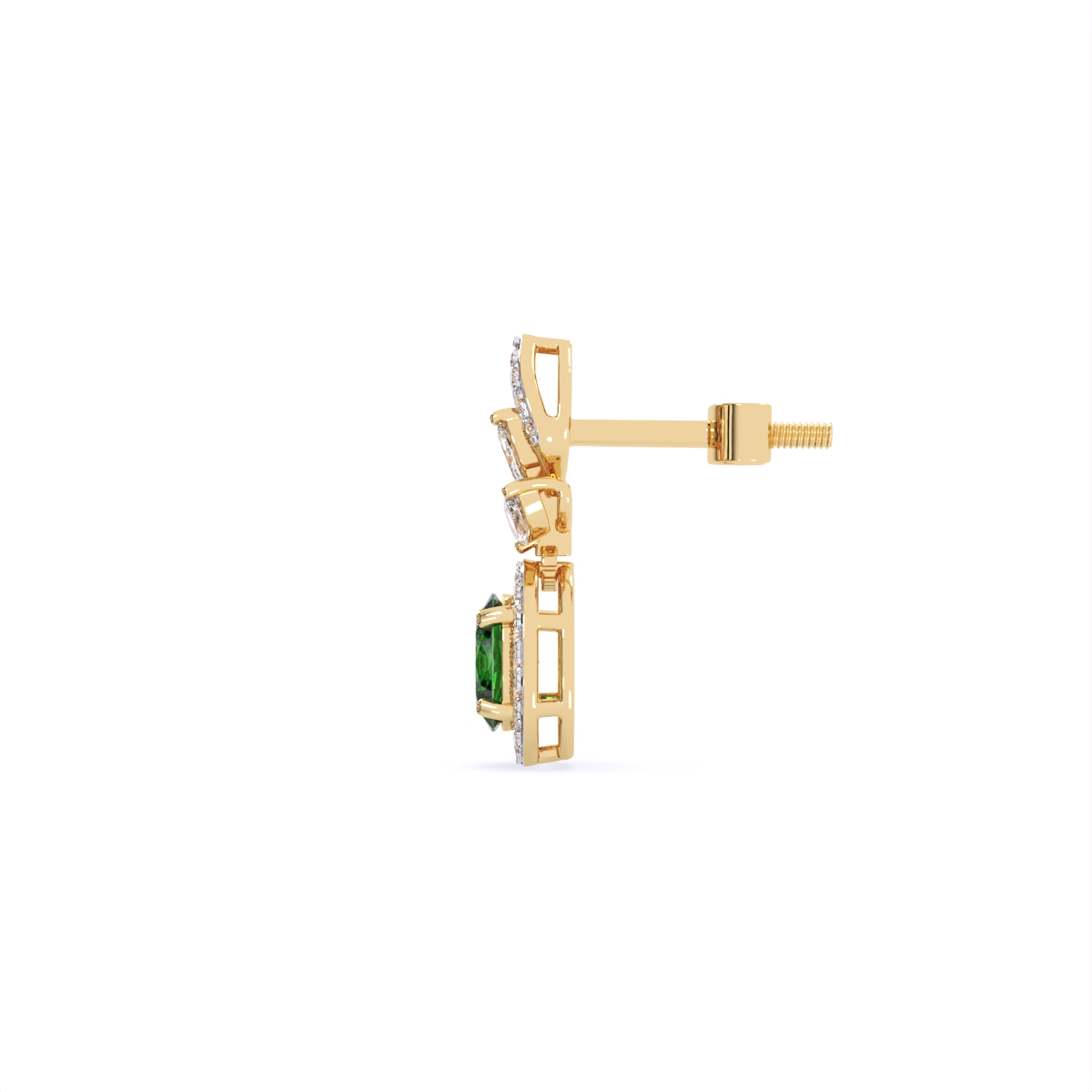 Green Oval Tear Drop Lab Diamond Earrings