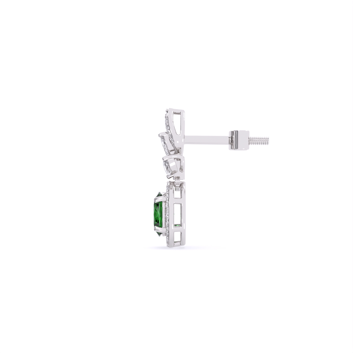 Green Oval Tear Drop Lab Diamond Earrings