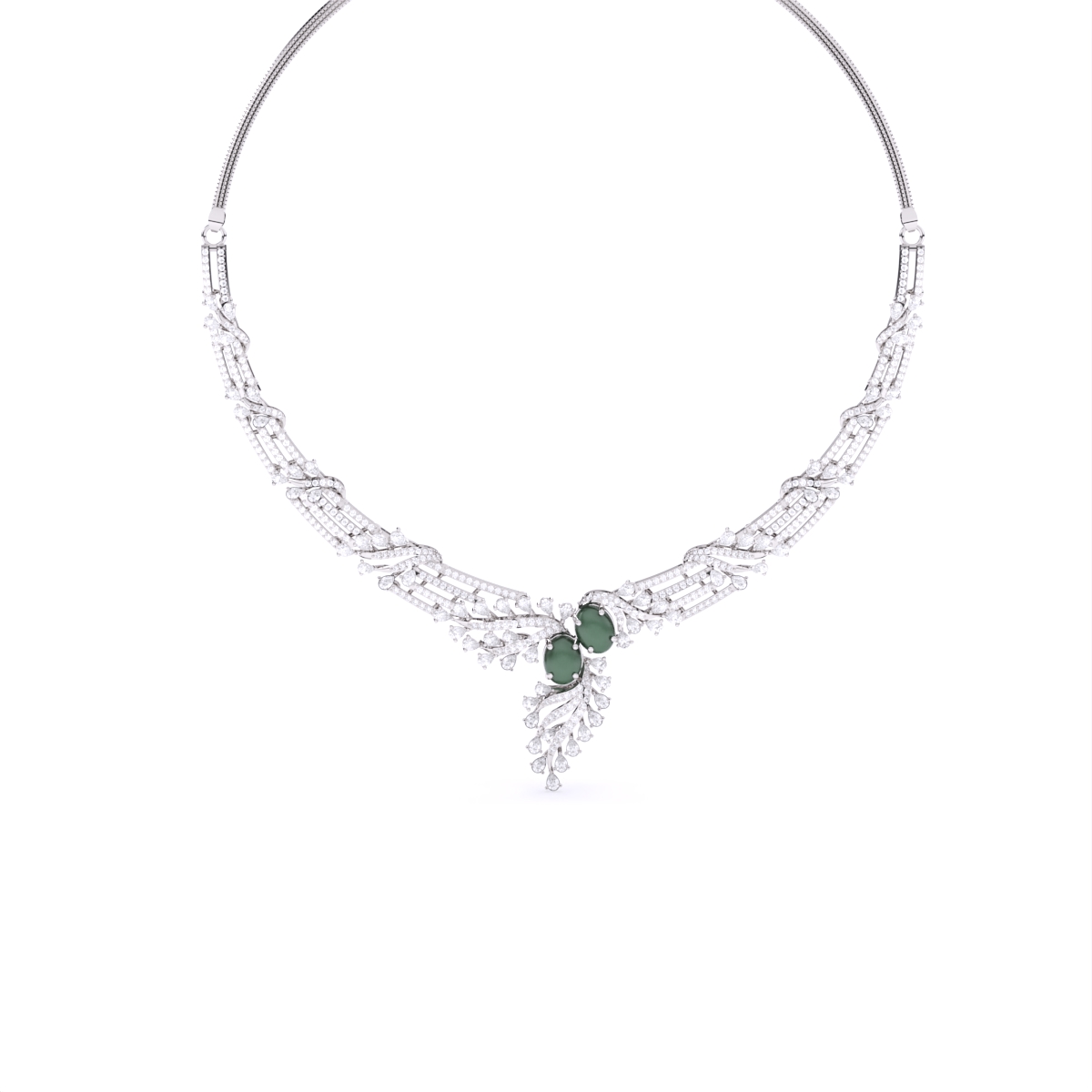 Leaf Shaped Gold Lab Diamond Necklace
