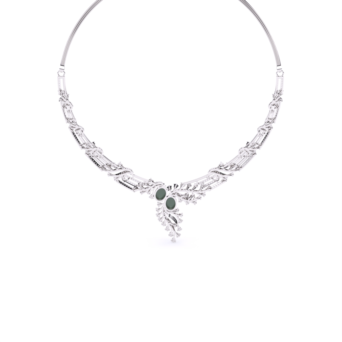 Leaf Shaped Gold Lab Diamond Necklace