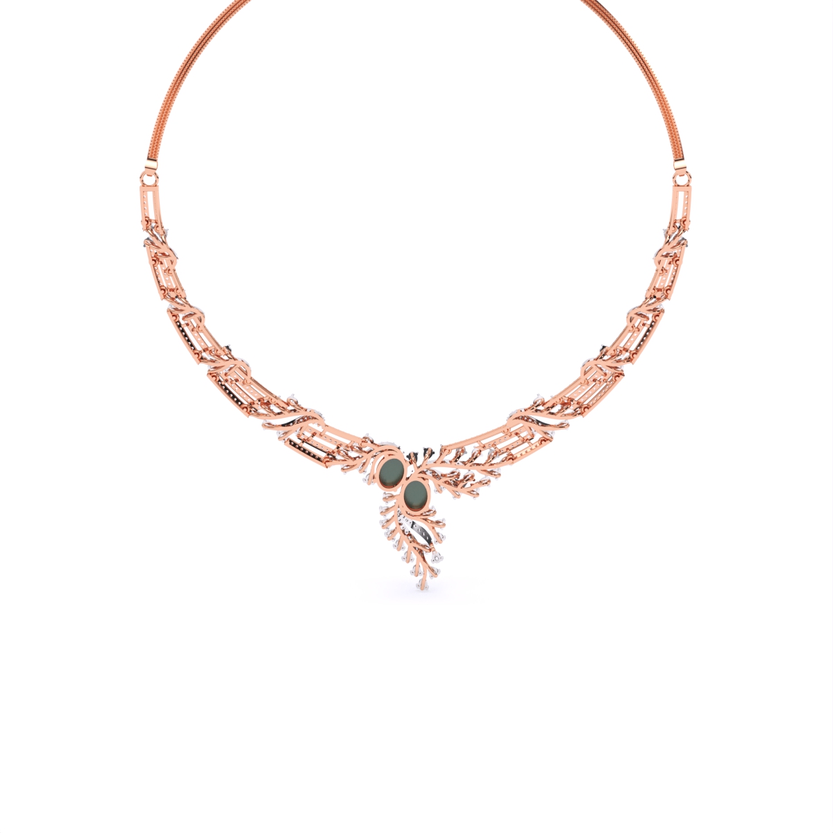 Leaf Shaped Gold Lab Diamond Necklace