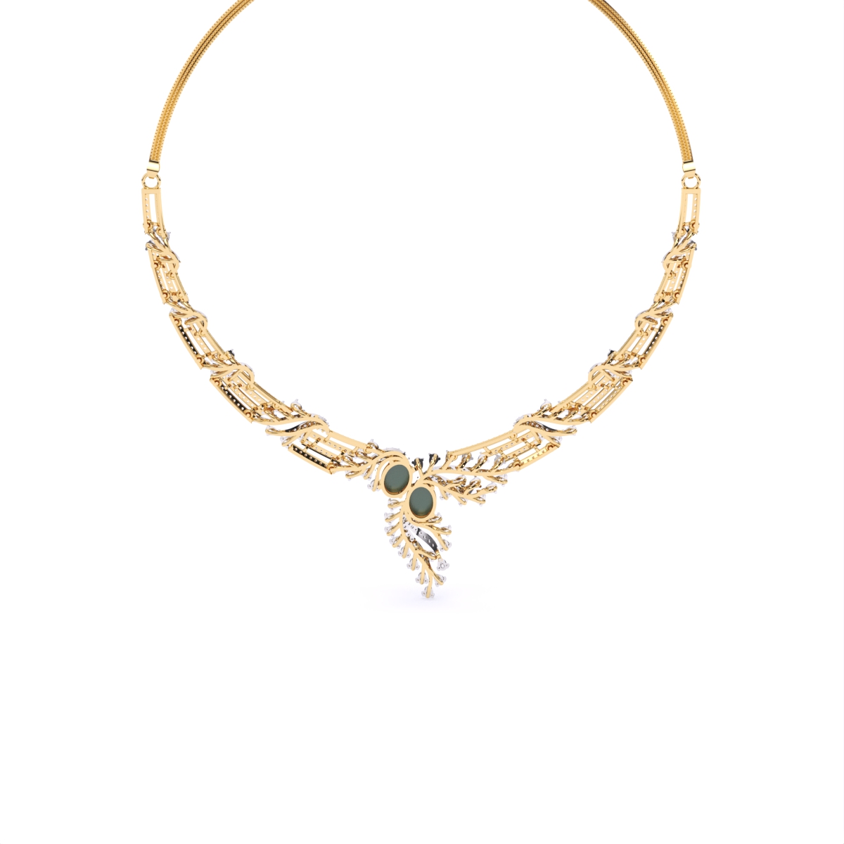 Leaf Shaped Gold Lab Diamond Necklace