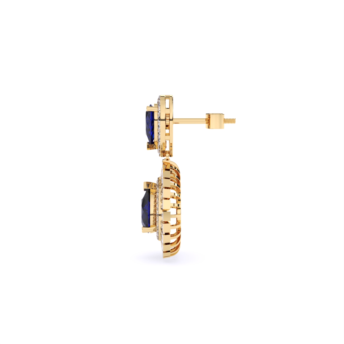 Sapphire Pear Shaped lab Diamond Halo Earrings