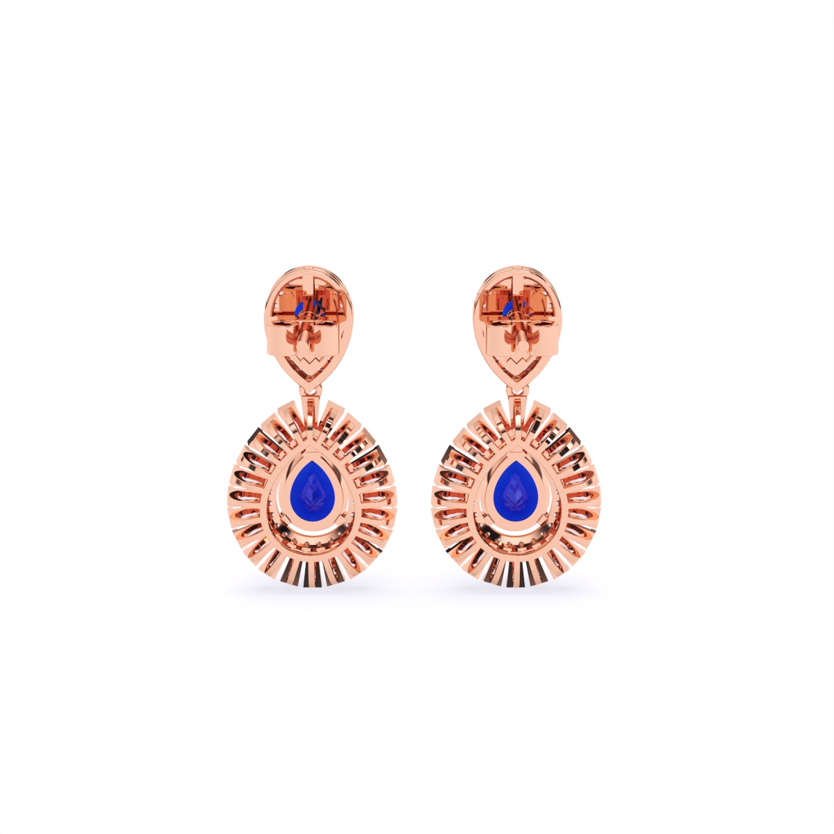 Sapphire Pear Shaped lab Diamond Halo Earrings