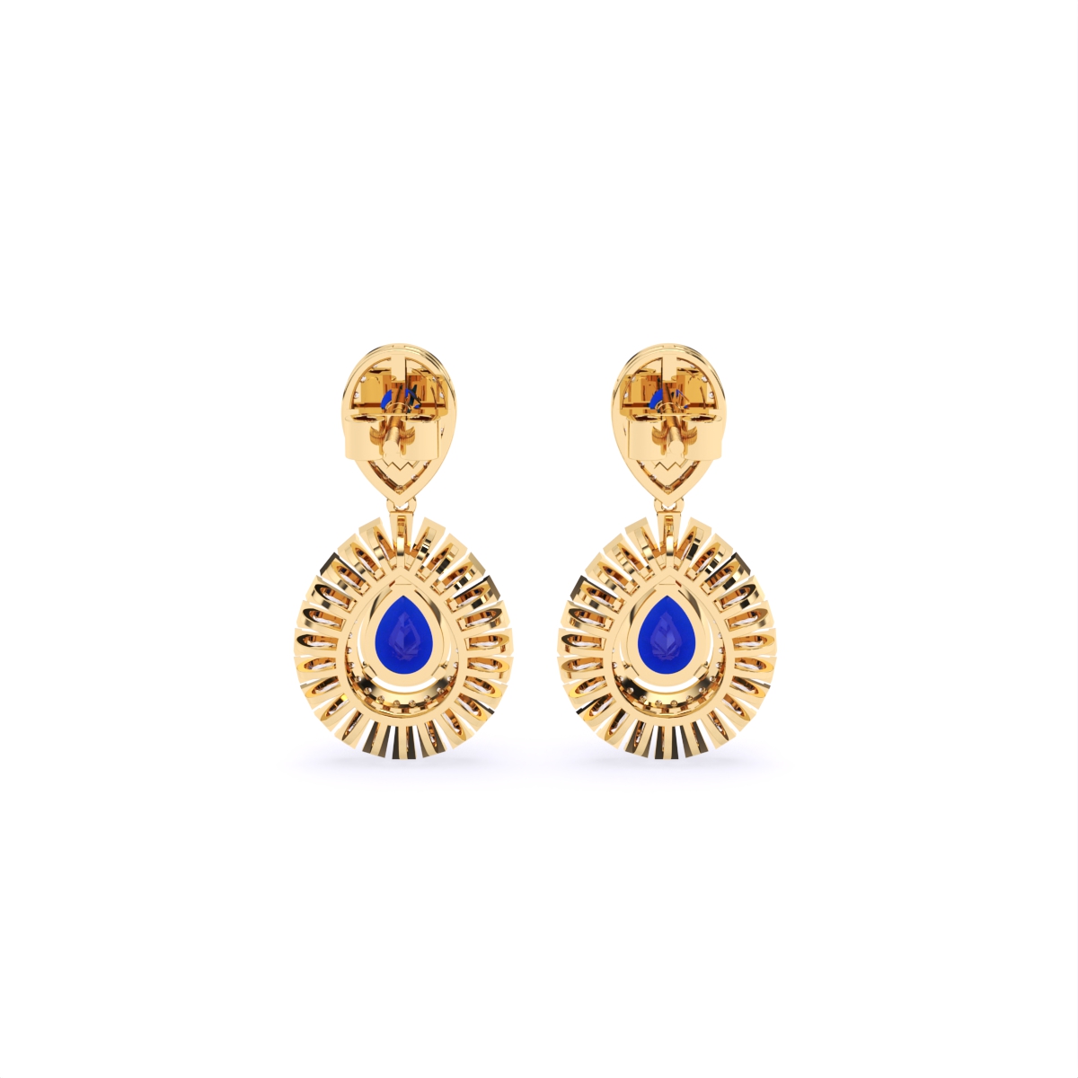 Sapphire Pear Shaped lab Diamond Halo Earrings