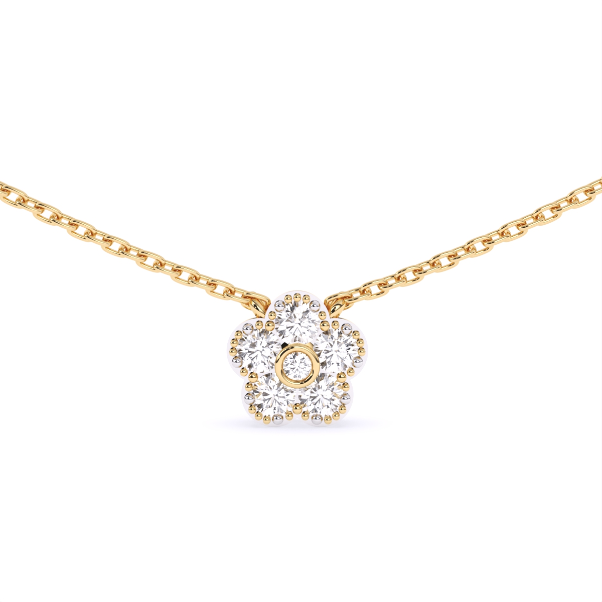 Flower Style Gold Pendant With Chain