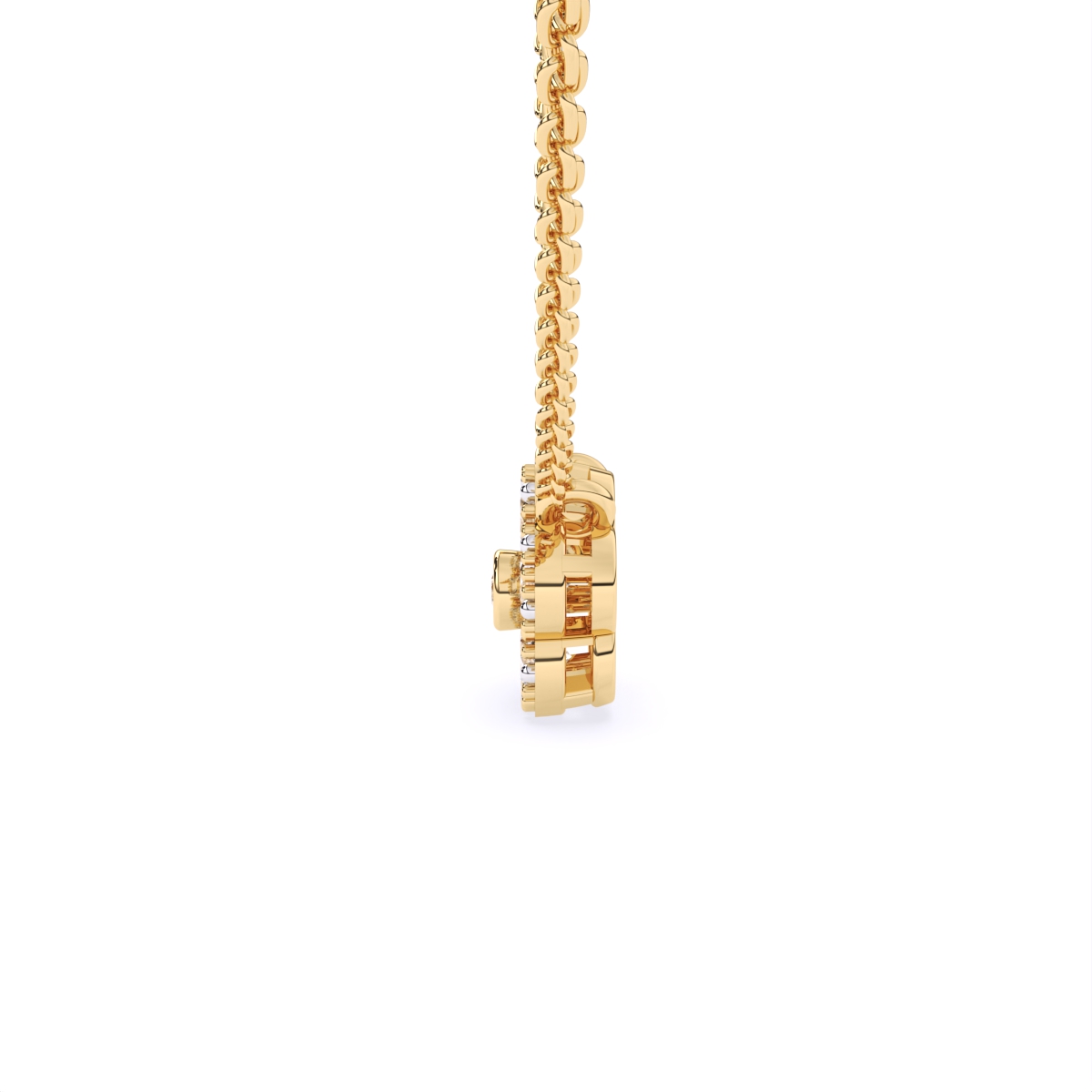 Flower Style Gold Pendant With Chain