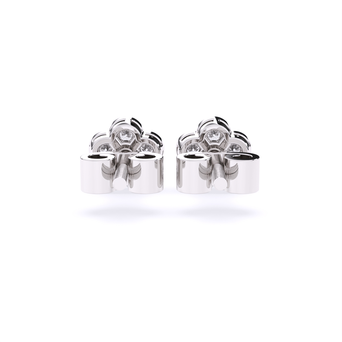 Flower Style Gold Pendant Lab Diamond Earrings