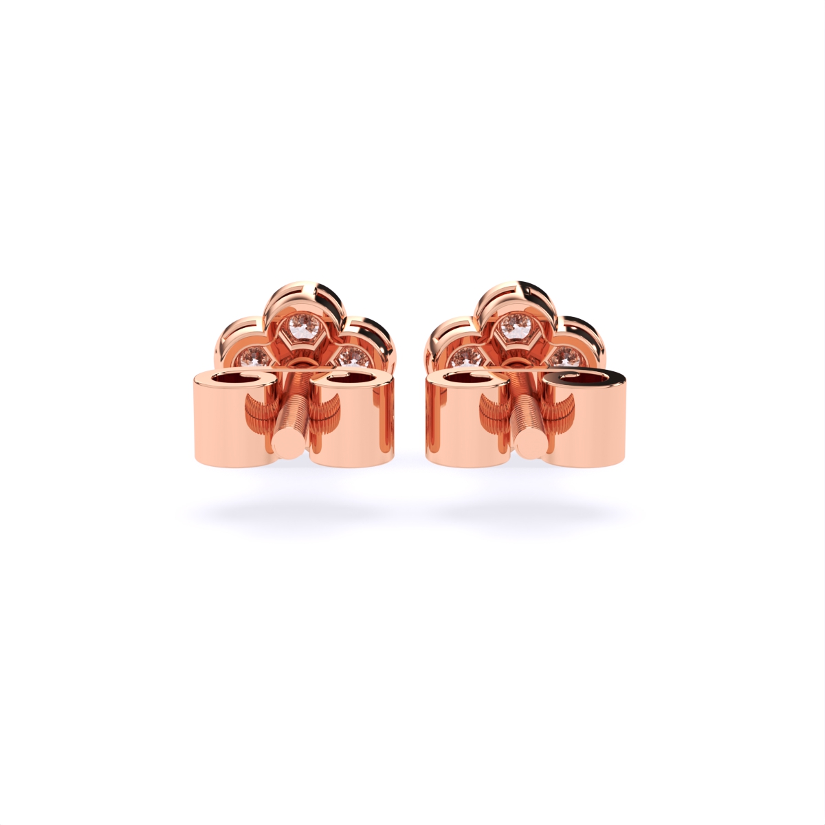 Flower Style Gold Pendant Lab Diamond Earrings