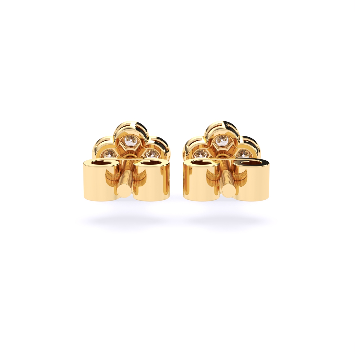 Flower Style Gold Pendant Lab Diamond Earrings