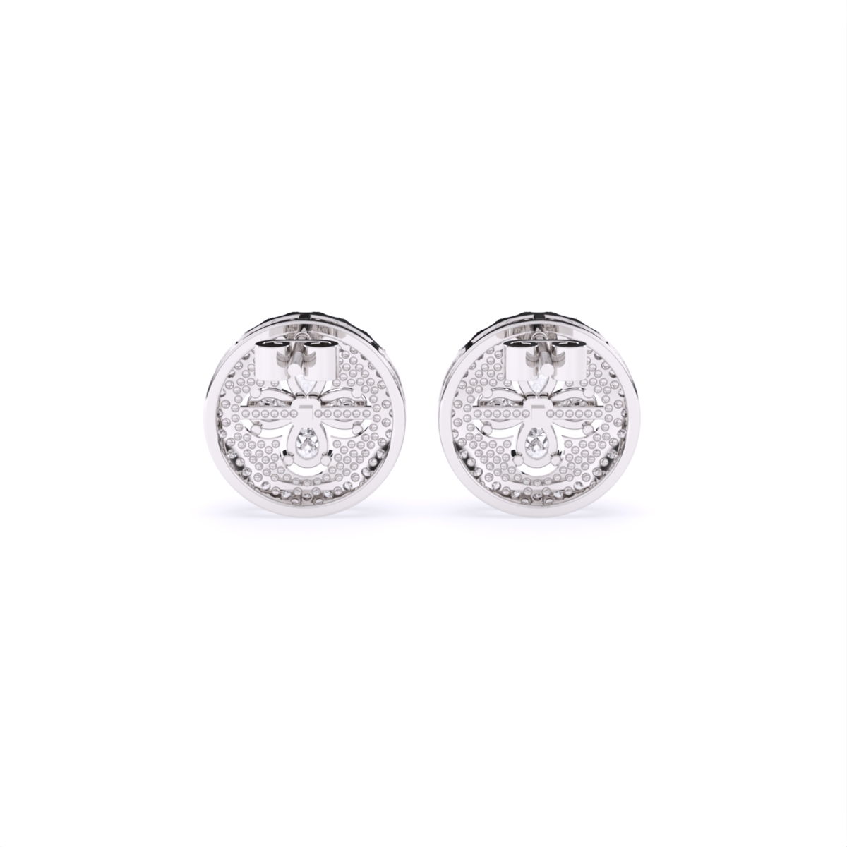 Elegant Floral Round Lab Diamond Stud Earrings
