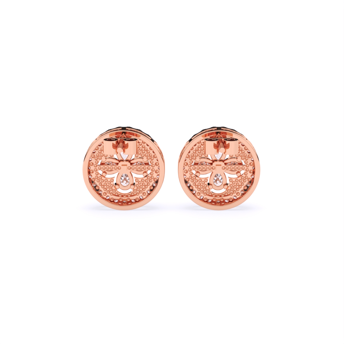 Elegant Floral Round Lab Diamond Stud Earrings