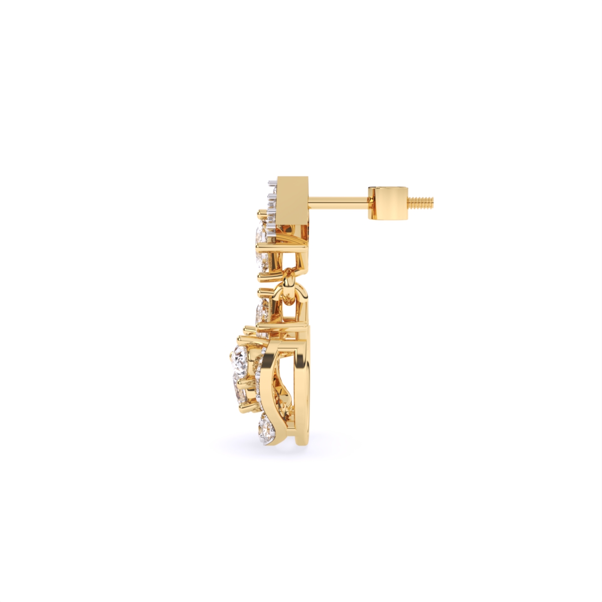 Elegant Gold Studded Dangling Earrings