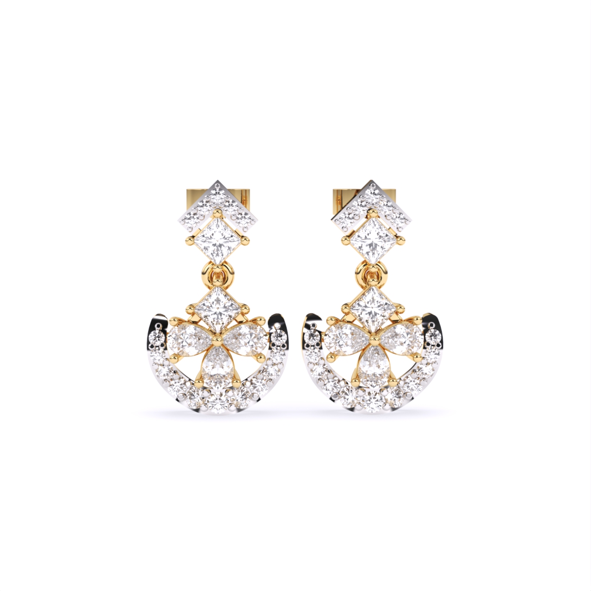 Elegant Gold Studded Dangling Earrings