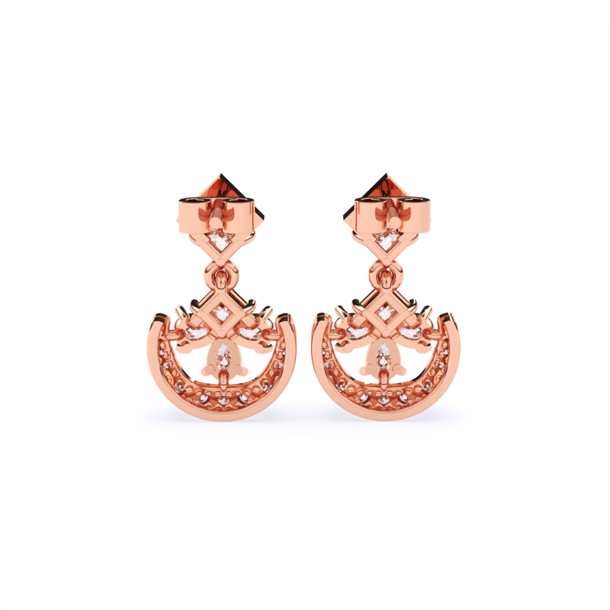 Elegant Gold Studded Dangling Earrings
