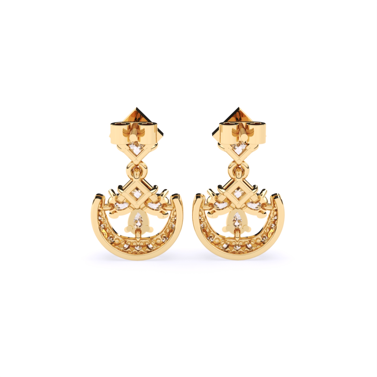Elegant Gold Studded Dangling Earrings