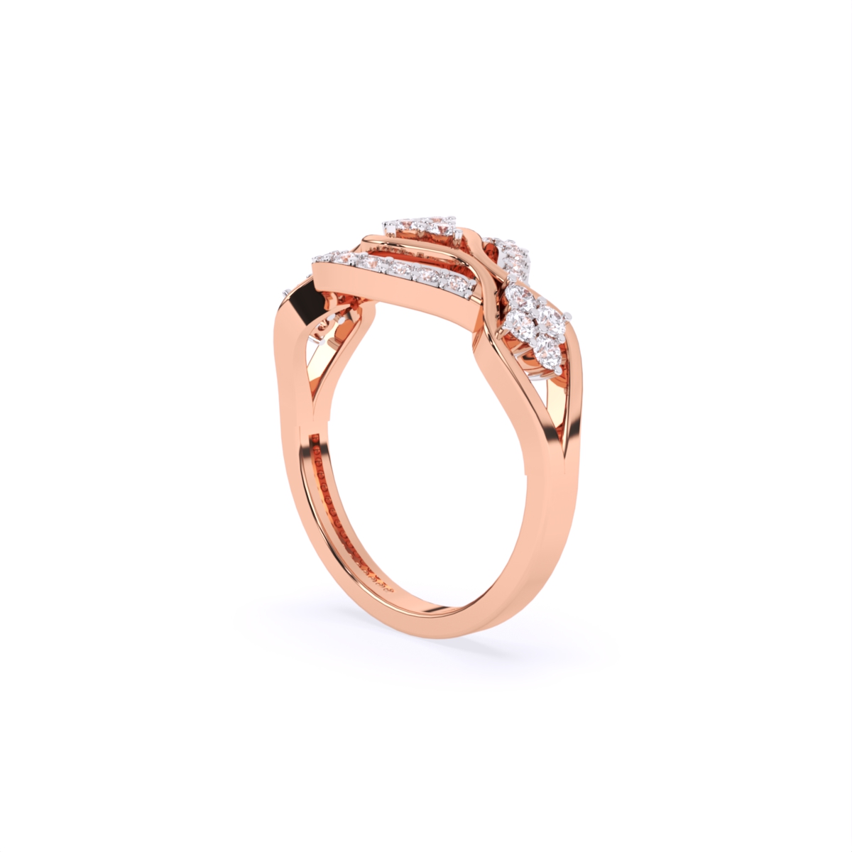 Exquisite Gold Lab Diamond Wave Design Ring