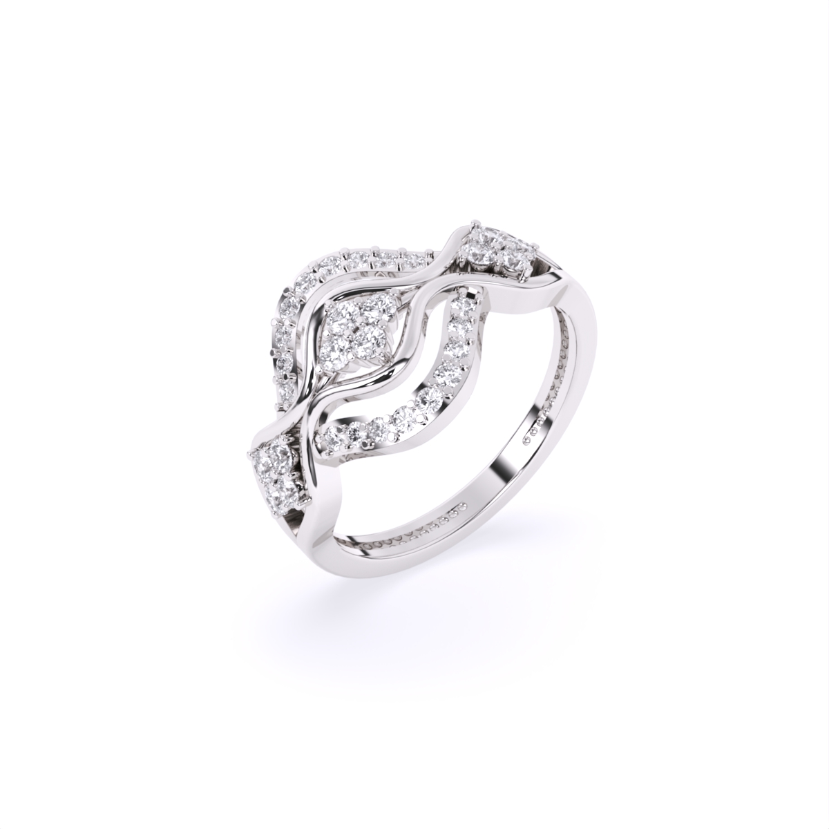 Exquisite Gold Lab Diamond Wave Design Ring