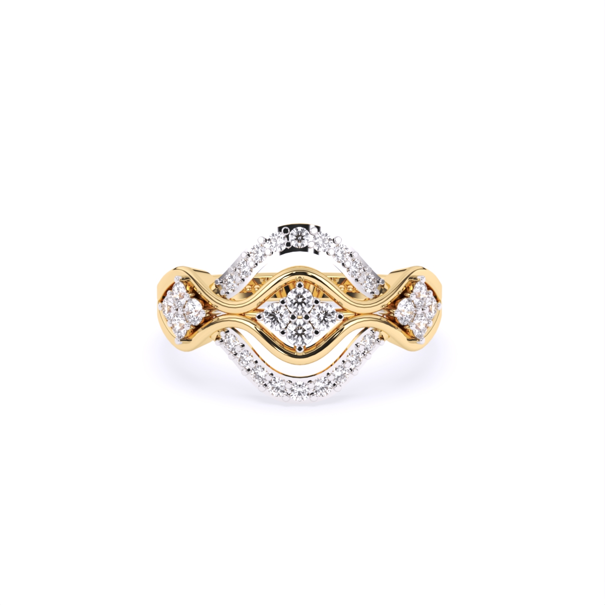 Exquisite Gold Lab Diamond Wave Design Ring