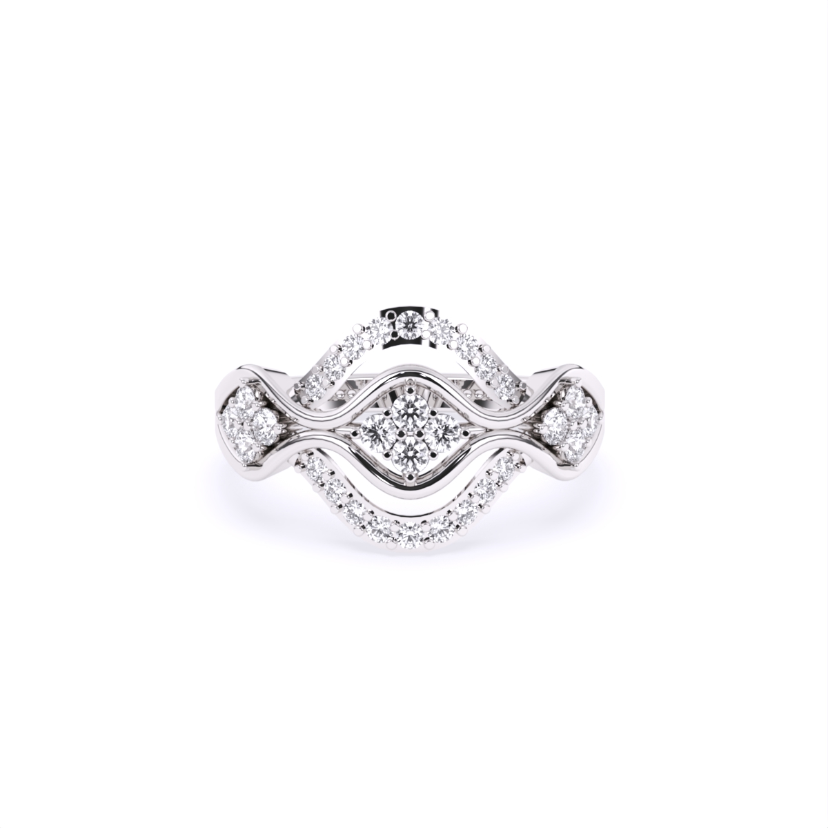 Exquisite Gold Lab Diamond Wave Design Ring