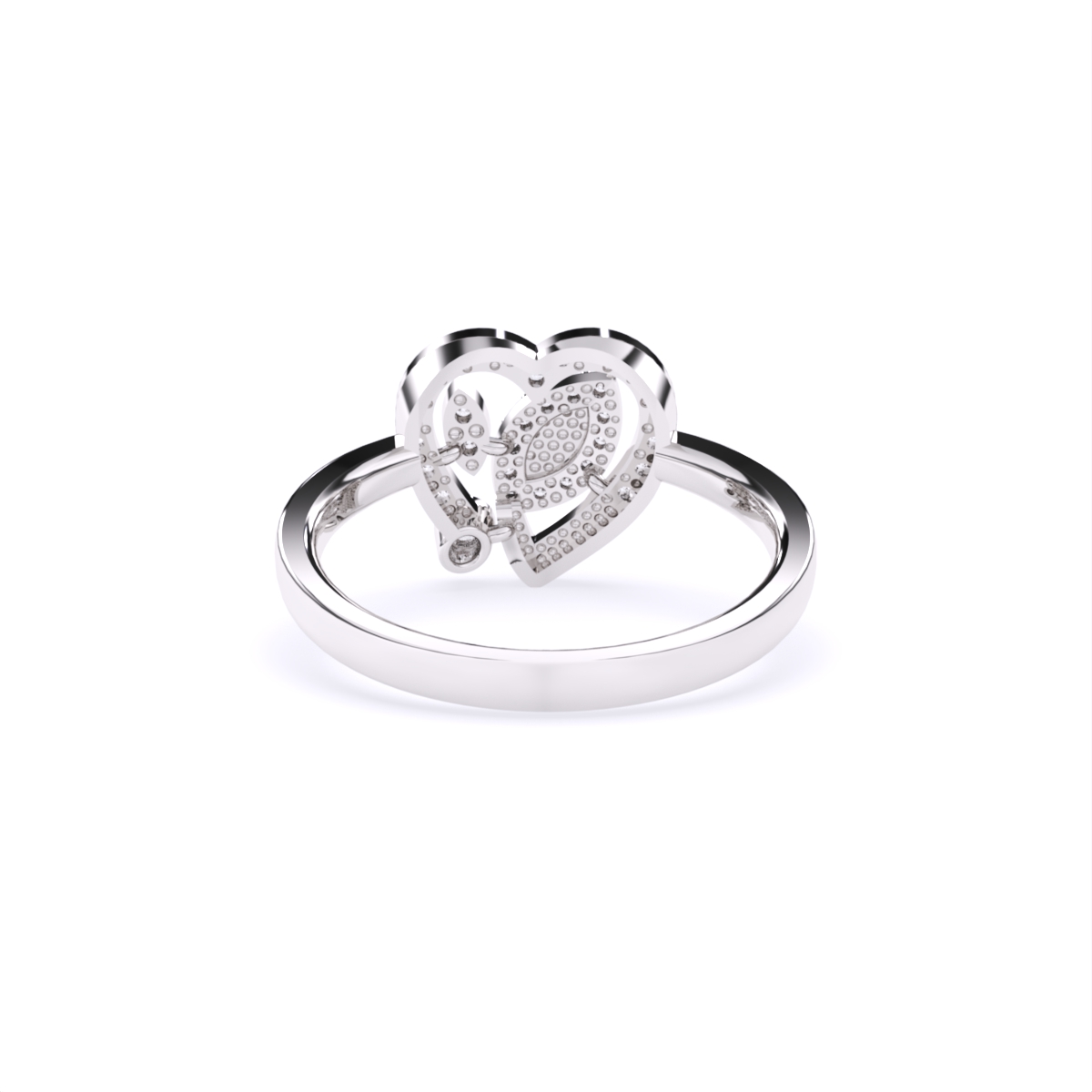 Heart Shaped Blue Enamel Evil Eye Accent Engagement Ring