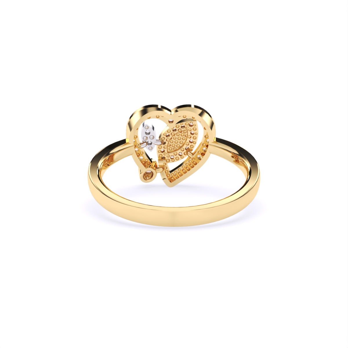Heart Shaped Blue Enamel Evil Eye Accent Engagement Ring