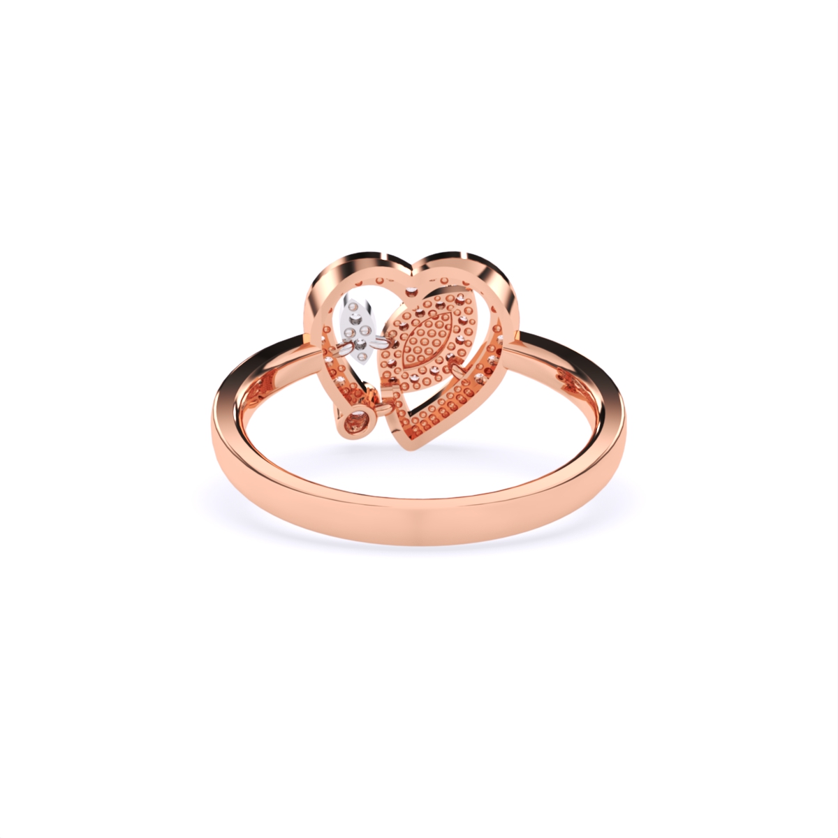 Heart Shaped Blue Enamel Evil Eye Accent Engagement Ring