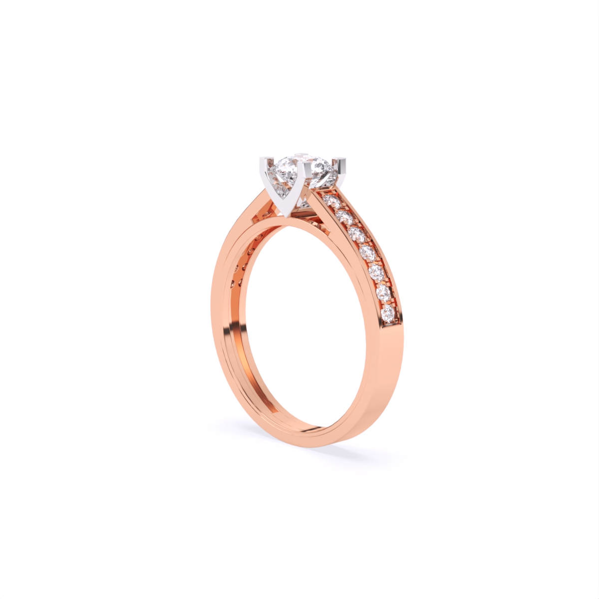Round Solitaire Side Accents Lab Diamond Ring