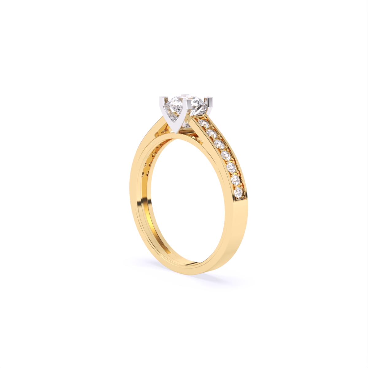 Round Solitaire Side Accents Lab Diamond Ring