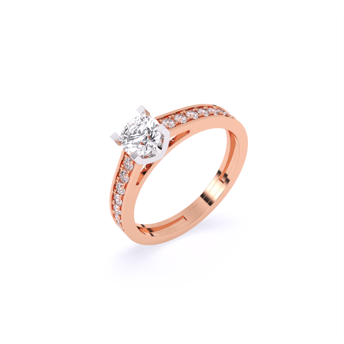 Round Solitaire Side Accents Lab Diamond Ring