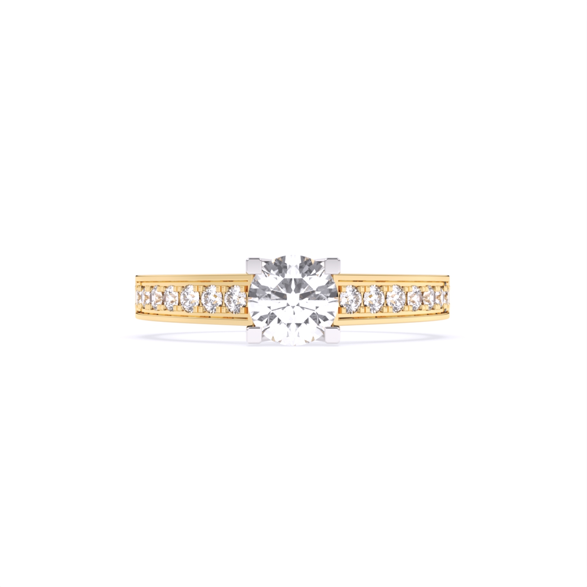 Round Solitaire Side Accents Lab Diamond Ring