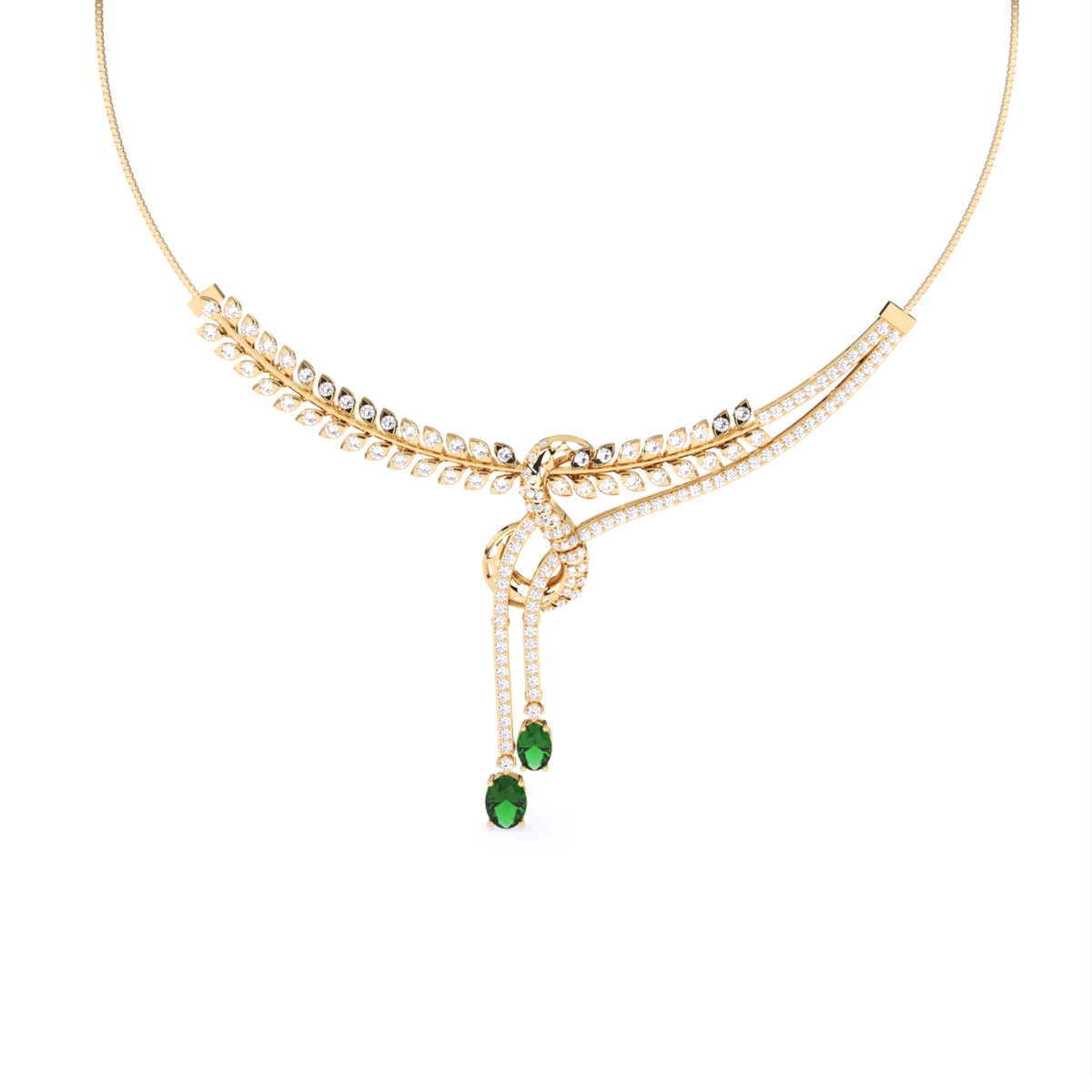 Dual Tone Floral lab Diamond Necklace Set