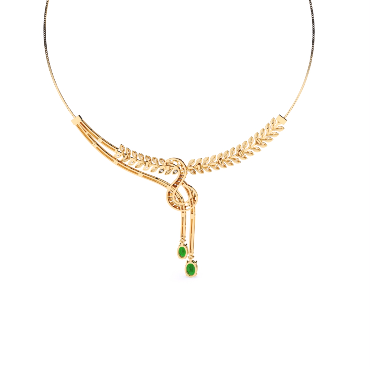 Dual Tone Floral lab Diamond Necklace Set