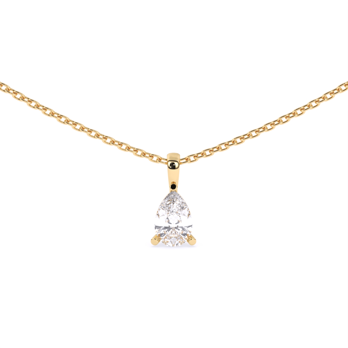 Pear solitaire Lab Grown Diamond Pendant With Chain