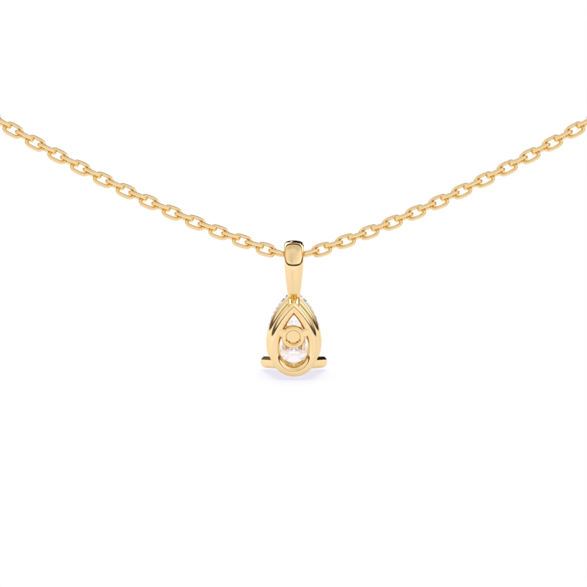 Pear solitaire Lab Grown Diamond Pendant With Chain
