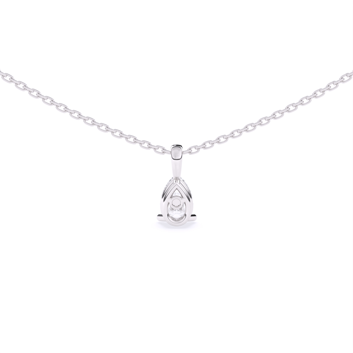 Pear solitaire Lab Grown Diamond Pendant With Chain